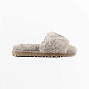 Mou Sheepskin Fur Slide Slipper Grey Size 40